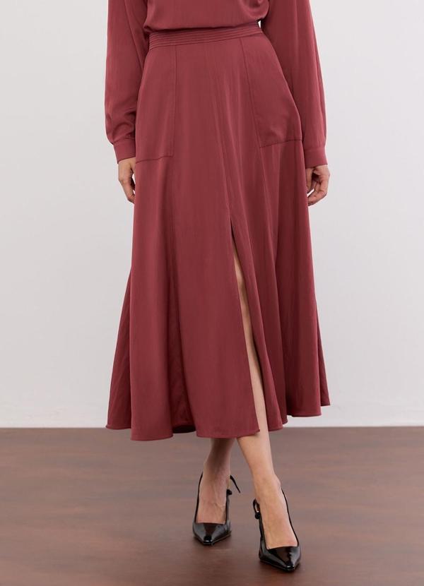 Carlota Costa - Saia Midi Recortes Marrom 1