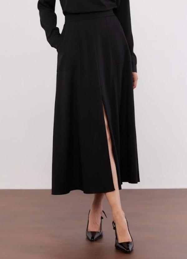 Carlota Costa - Saia Midi Recortes Preto 1