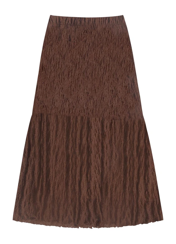 Angel - Saia Midi Renda Marrom 6