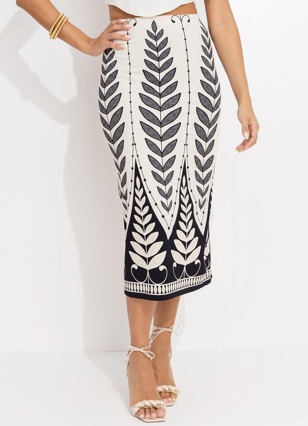 Farm - Saia Midi Rendeira Off White