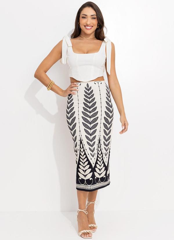 Farm - Saia Midi Rendeira Off White 3