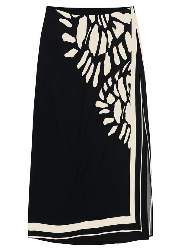 Malwee - Saia Mídi Reta Abstrata Preto 5