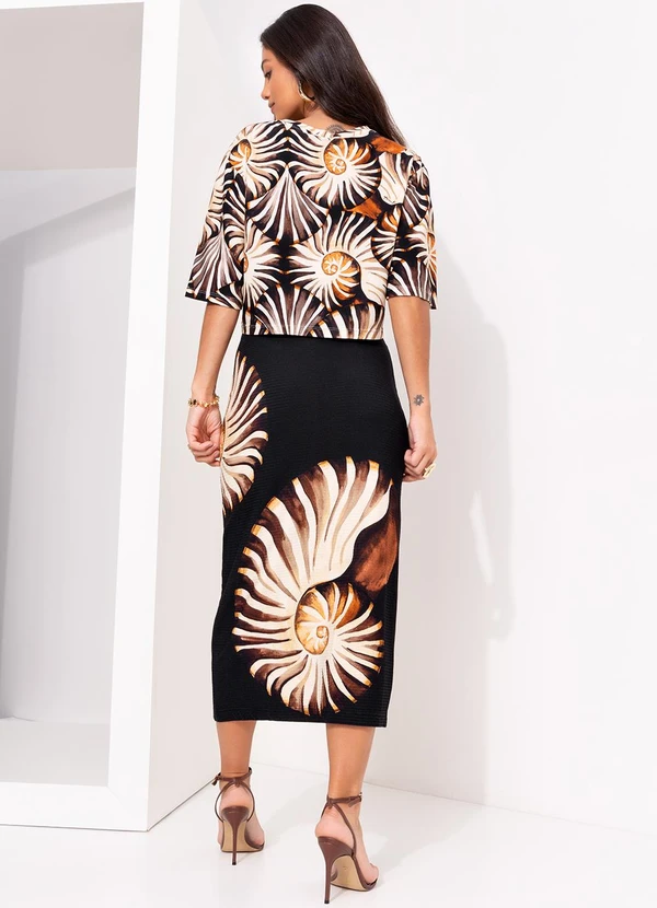 Farm - Saia Midi Reta Amonita Preto 4