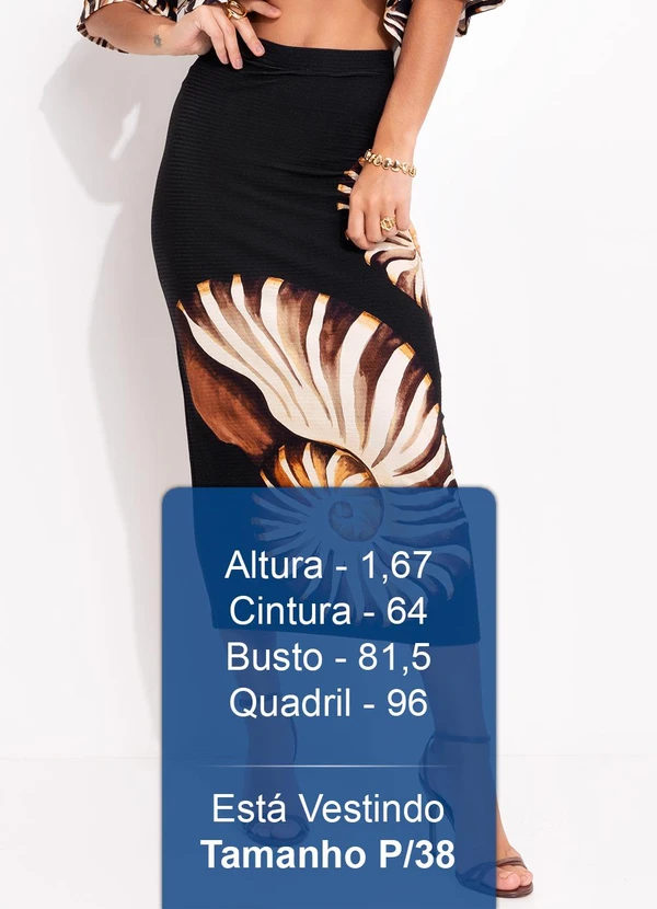 Farm - Saia Midi Reta Amonita Preto 5