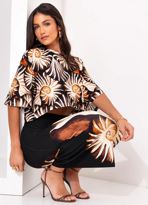 Farm - Saia Midi Reta Amonita Preto 6