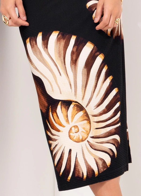 Farm - Saia Midi Reta Amonita Preto 7