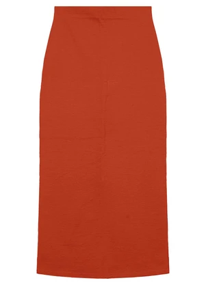 Enfim - Saia Midi Reta com Fenda Marrom - ENFIM