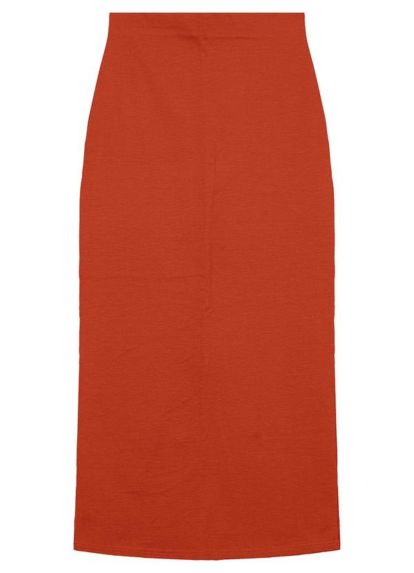 Enfim - Saia Midi Reta com Fenda Marrom