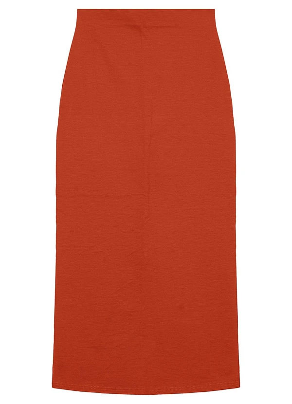 Enfim - Saia Midi Reta com Fenda Marrom