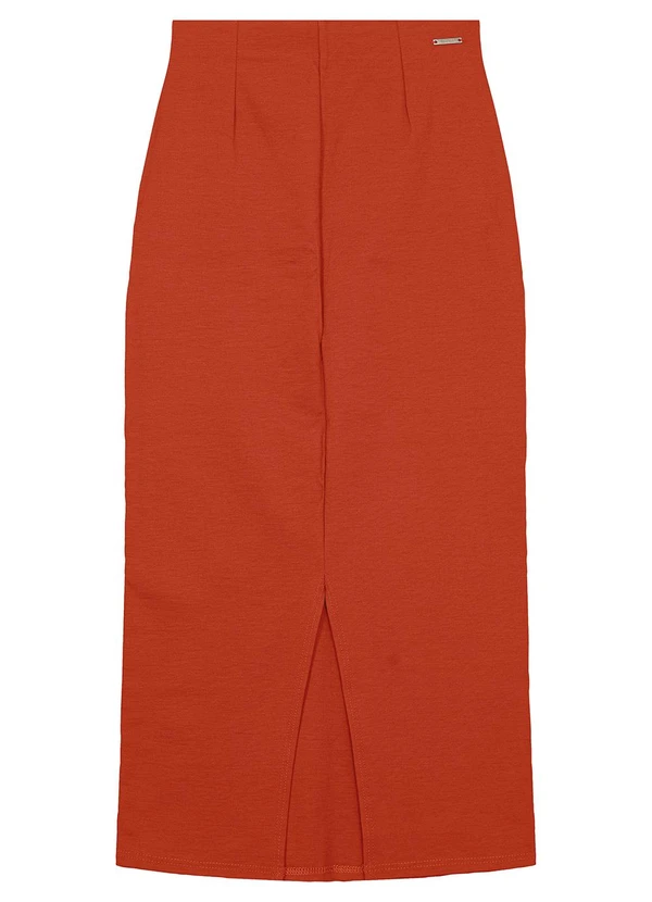 Enfim Saia Midi Reta com Fenda Marrom