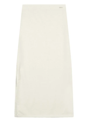 Enfim - Saia Midi Reta Fenda em Lurex Off White - ENFIM