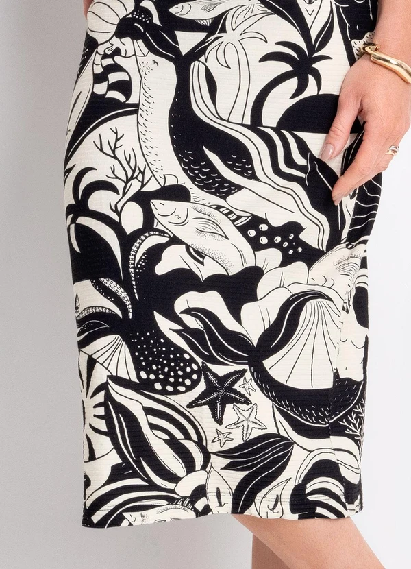 Farm - Saia Midi Reta Festa de Mar Bege 9