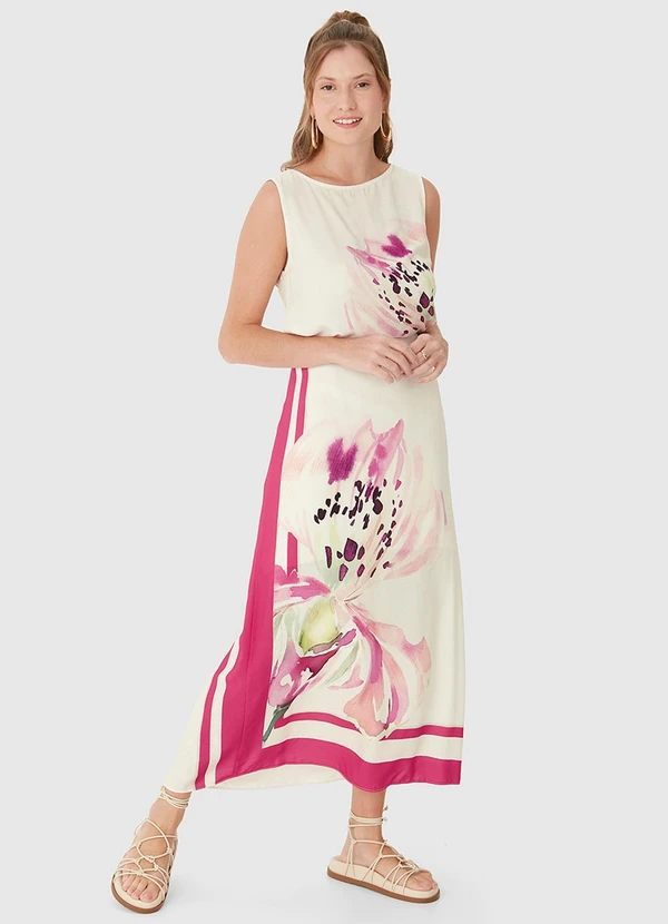 Malwee - Saia Mídi Reta Floral Off White 3