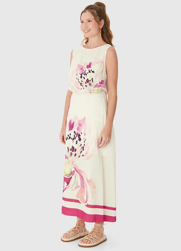 Malwee - Saia Mídi Reta Floral Off White 4