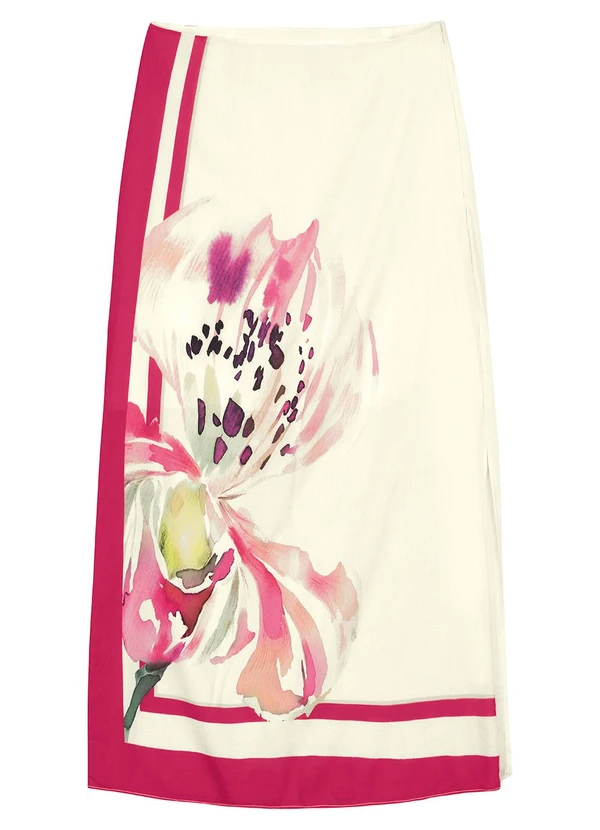 Malwee - Saia Mídi Reta Floral Off White 6