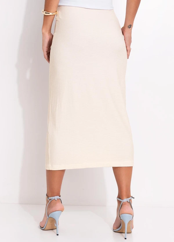 Farm - Saia Midi Reta Maxi Estrelicia Bege 2