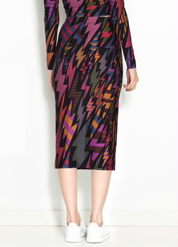 Farm - Saia Midi Reta Raios de Moletinho Estampada 2