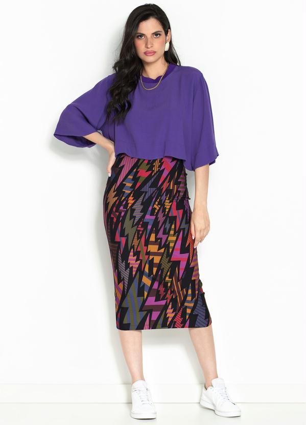 Farm - Saia Midi Reta Raios de Moletinho Estampada 6