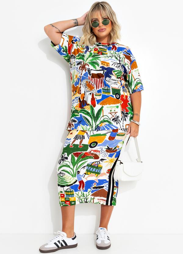 Farm - Saia Midi Retilinea em Viscose Off White 13