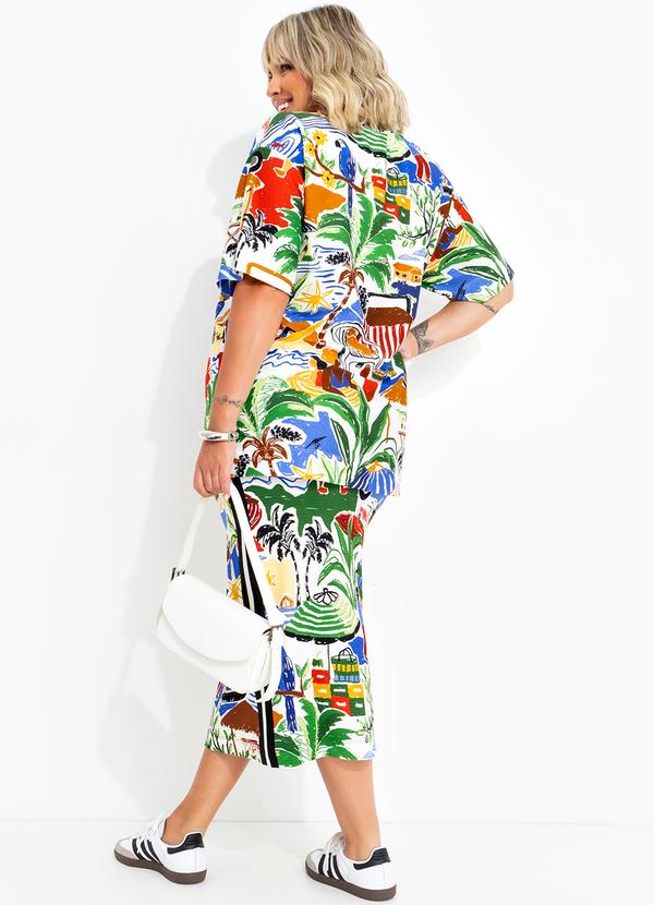 Farm - Saia Midi Retilinea em Viscose Off White 14