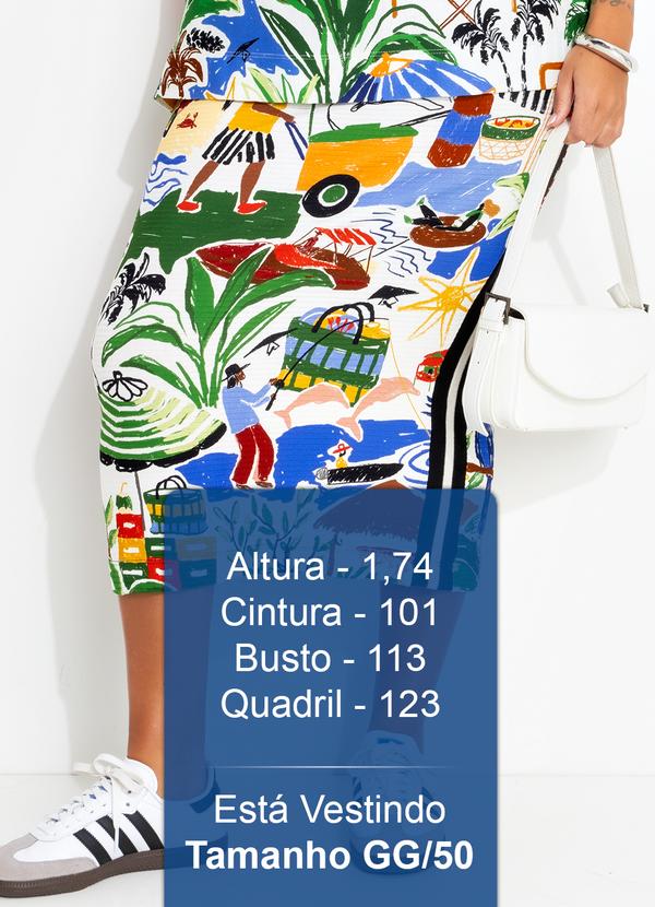 Farm - Saia Midi Retilinea em Viscose Off White 15