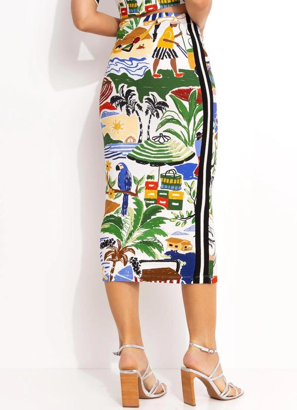 Farm - Saia Midi Retilinea em Viscose Off White 2