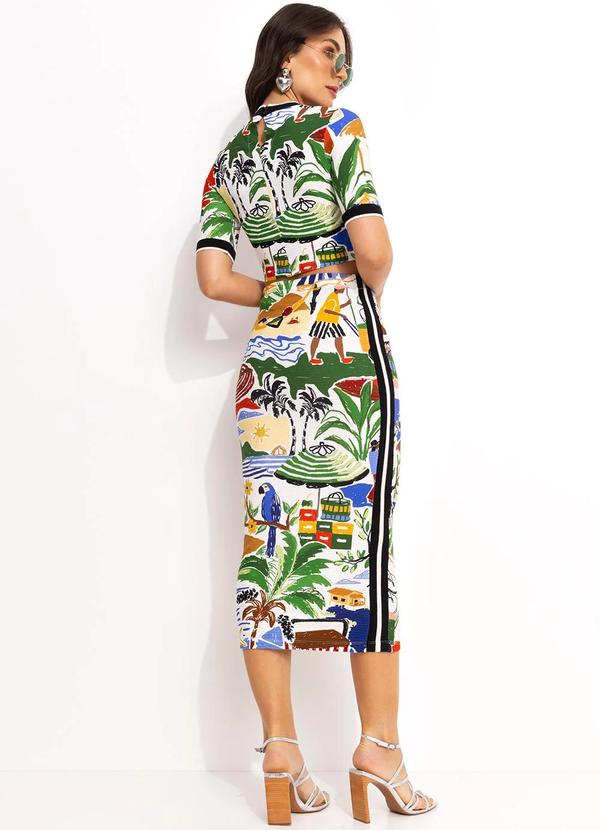 Farm - Saia Midi Retilinea em Viscose Off White 5