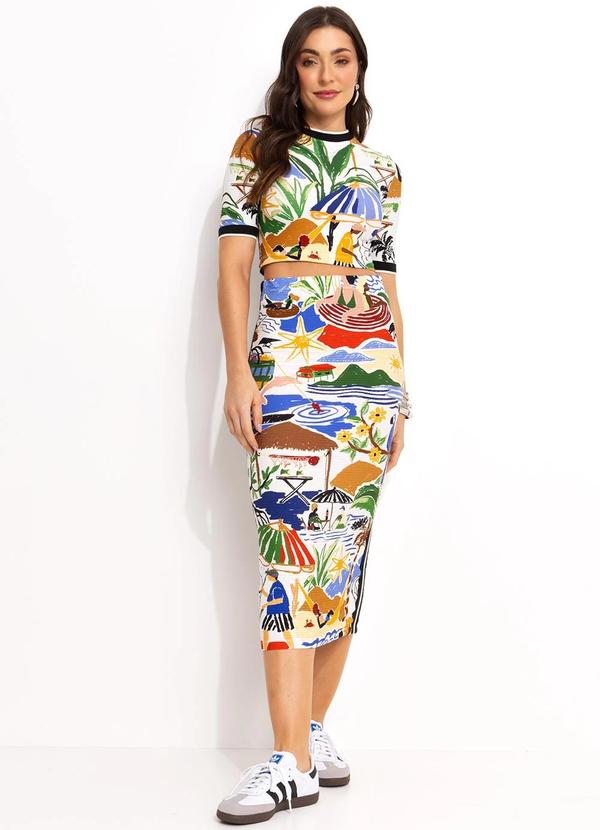 Farm - Saia Midi Retilinea em Viscose Off White 8