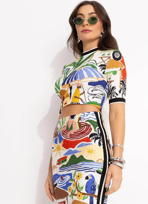 Farm - Saia Midi Retilinea em Viscose Off White 10