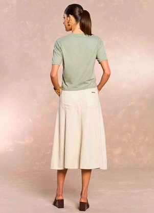 Doce Trama - Saia Midi Soft Garden em Linho Branco - DOCE TRAMA