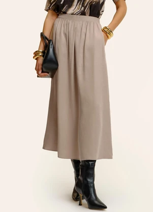 Endless - Saia Midi Tencel Twill Feminina Marrom - ENDLESS