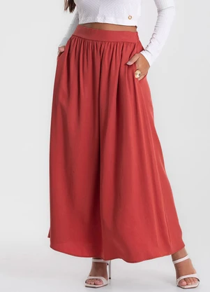 Endless - Saia Midi Tencel Twill Feminina Marrom - ENDLESS