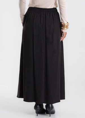 Endless - Saia Midi Tencel Twill Feminina Preto - ENDLESS