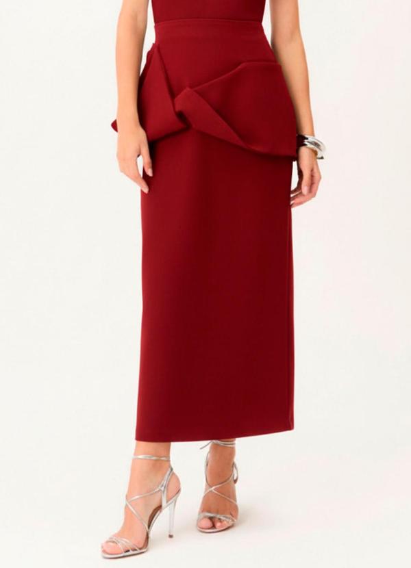 Carlota Costa - Saia Midi Torcida Vermelho