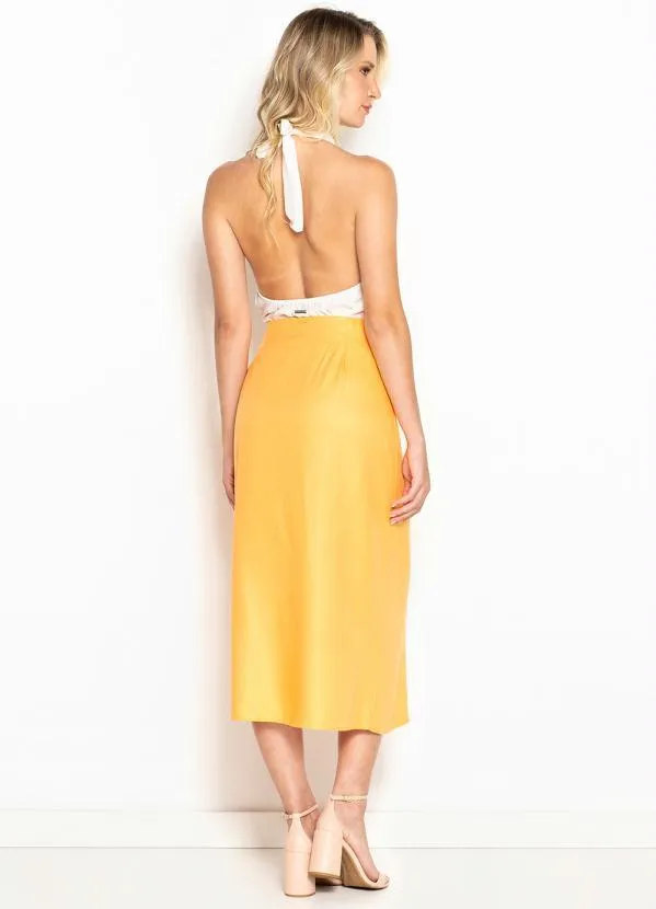Hering - Saia Midi Transpassada de Viscose Laranja 4