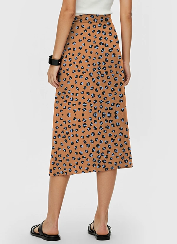 Dianna - Saia Midi Transpassada Estampada Bege 2