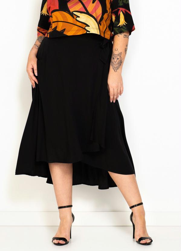 Hering - Saia Midi Transpassada Preta