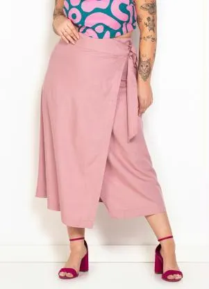 Dzarm - Saia Midi Transpassada Rosa - DZARM