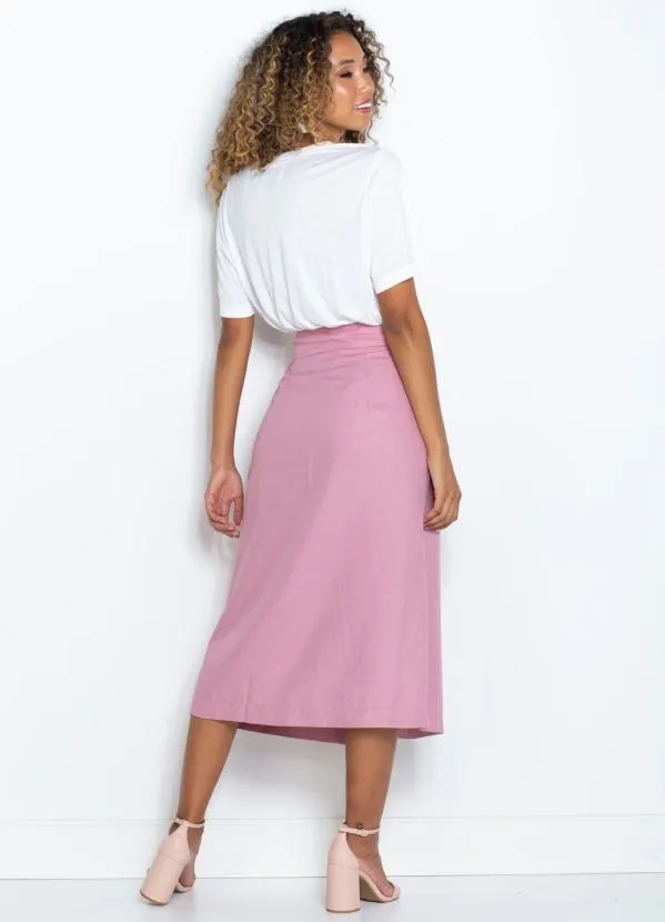 Dzarm - Saia Midi Transpassada Rosa 10