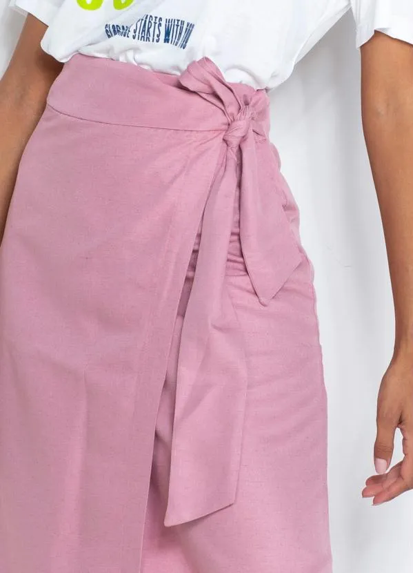 Dzarm - Saia Midi Transpassada Rosa 11