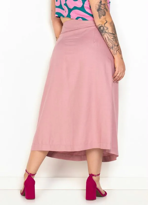Dzarm - Saia Midi Transpassada Rosa 3
