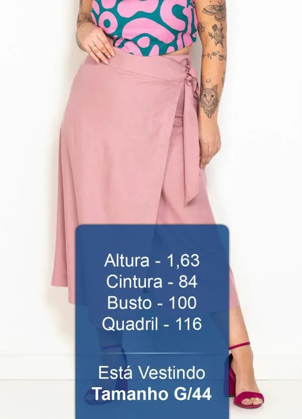 Dzarm - Saia Midi Transpassada Rosa 5