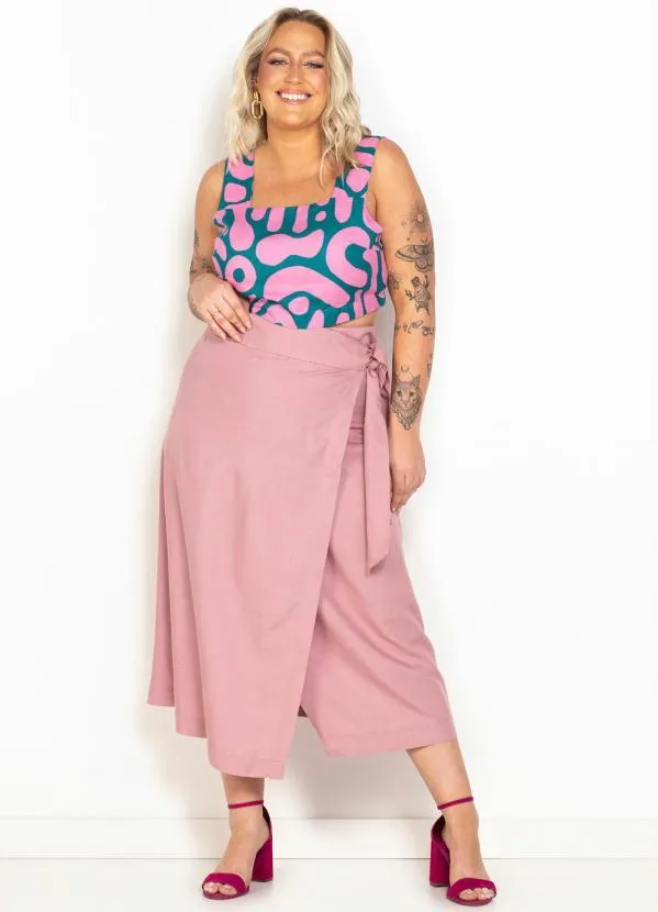 Dzarm - Saia Midi Transpassada Rosa 7