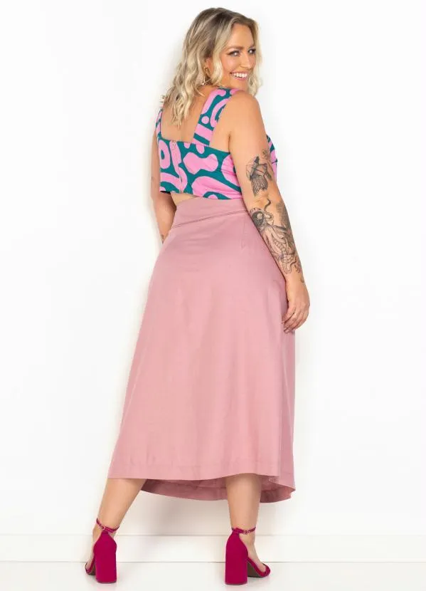 Dzarm - Saia Midi Transpassada Rosa 9