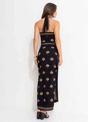 Farm - Saia Midi Transpasse Conchita Preto - FARM