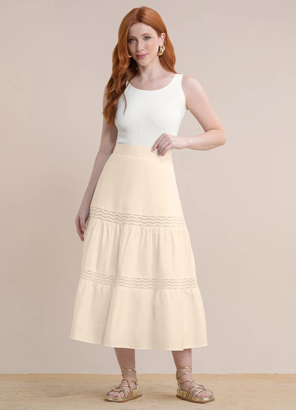 Angel - Saia Midi Tricoline Bege 3