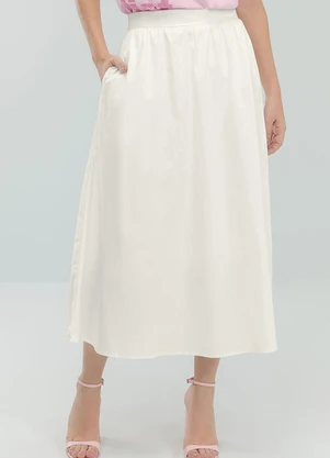 Angel - Saia Midi Tricoline Branco - ANGEL