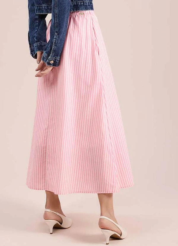 Angel - Saia Midi Tricoline ListradoRosa 2