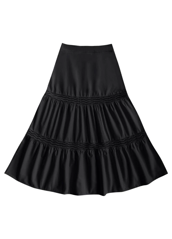 Angel - Saia Midi Tricoline Preto