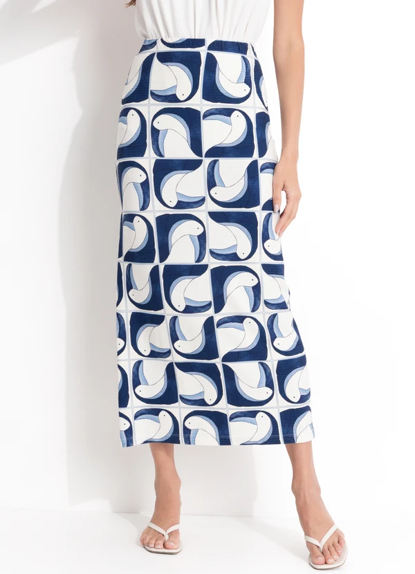 Farm - Saia Midi Tuca Tropical Off White